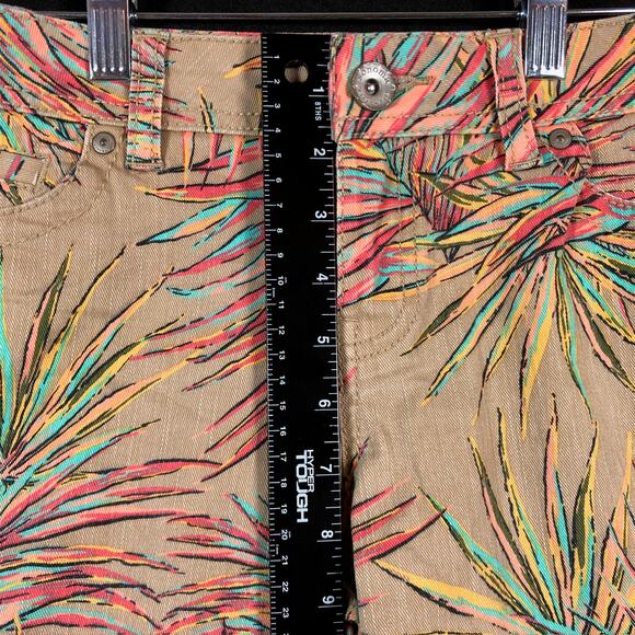 Sonoma Womens Shorts Tan Colorful Palm Print Mid Rise Cotton Blend Stretch 4P - Picture 4 of 7